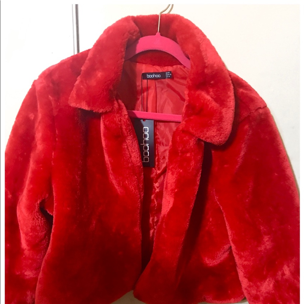 Boohoo curve faux fur crop jacket